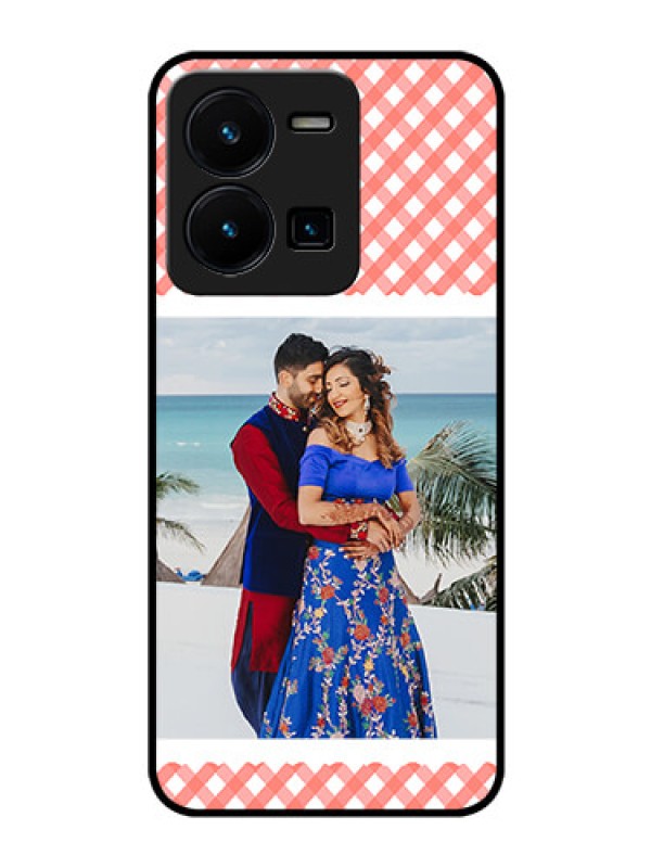 Custom Vivo Y35 Personalized Glass Phone Case - Pink Pattern Design