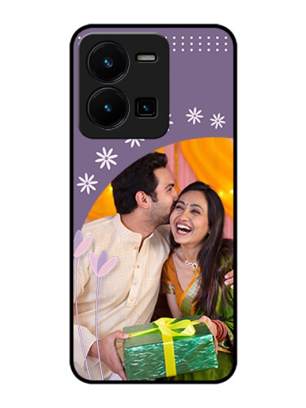 Custom Vivo Y35 Custom Glass Mobile Case - Lavender flowers design