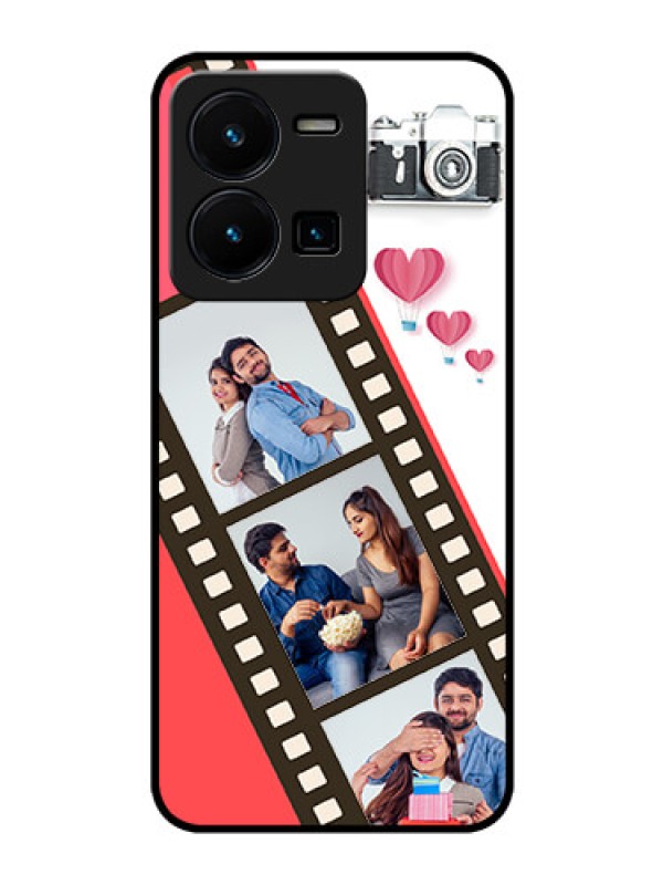 Custom Vivo Y35 Personalized Glass Phone Case - 3 Image Holder with Film Reel