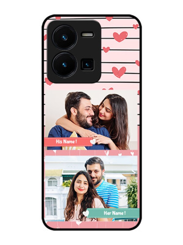 Custom Vivo Y35 Custom Glass Mobile Case - Photo with Heart Design