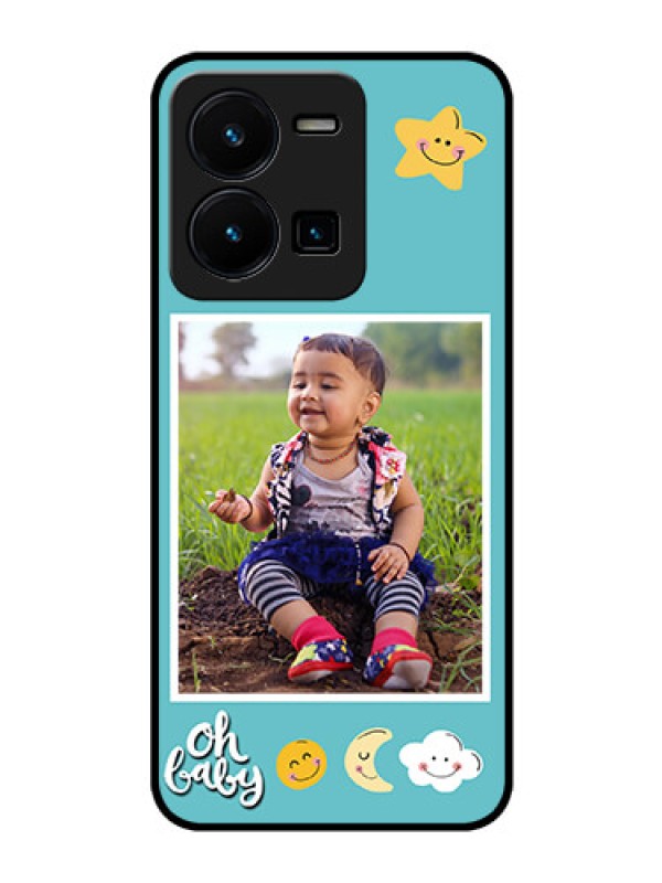 Custom Vivo Y35 Personalized Glass Phone Case - Smiley Kids Stars Design