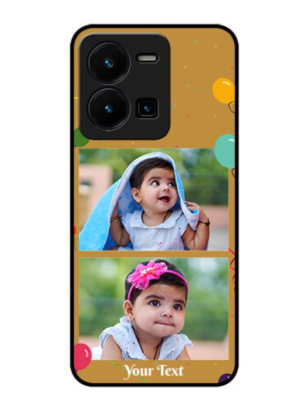 Custom Vivo Y35 Personalized Glass Phone Case - Image Holder with Birthday Celebrations Design