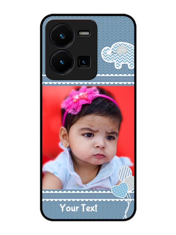Custom Vivo Y35 Photo Printing on Glass Case - with Kids Pattern Design