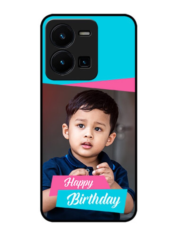 Custom Vivo Y35 Personalized Glass Phone Case - Image Holder with 2 Color Design