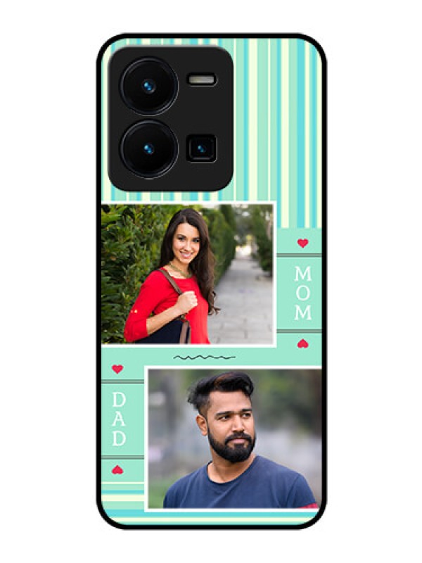 Custom Vivo Y35 Custom Glass Phone Case - Mom & Dad Pic Design
