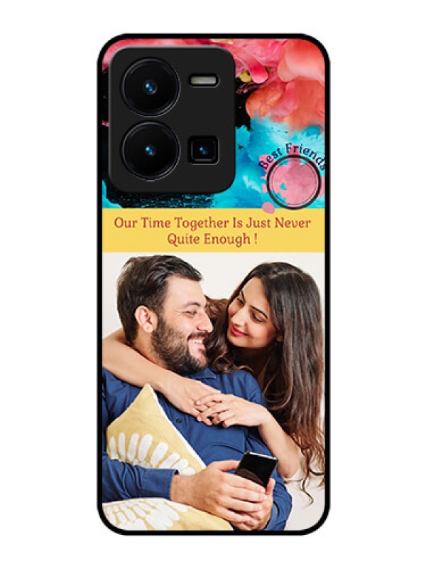 Custom Vivo Y35 Custom Glass Mobile Case - Quote with Acrylic Painting Design