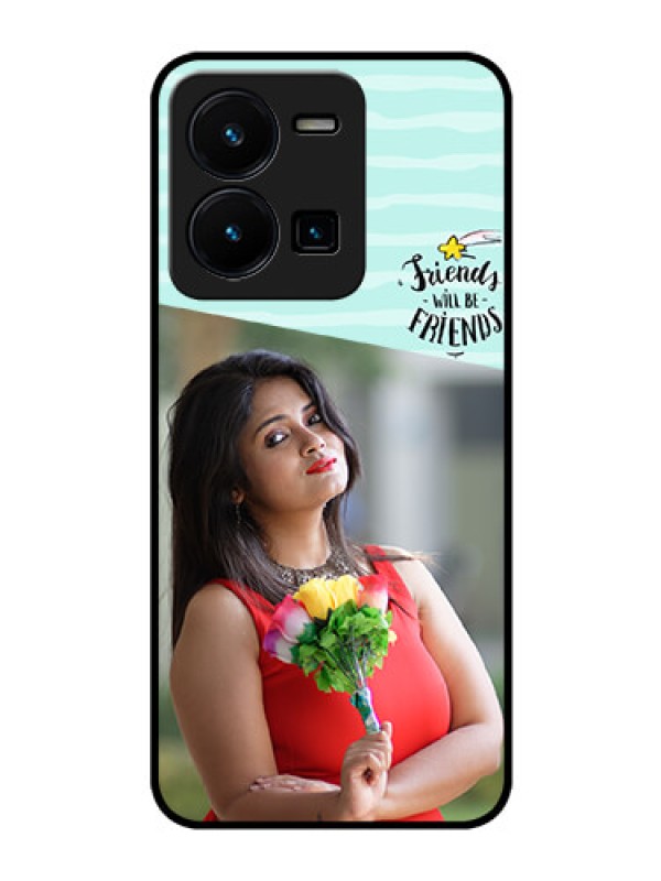 Custom Vivo Y35 Custom Glass Phone Case - Friends Picture Icon Design