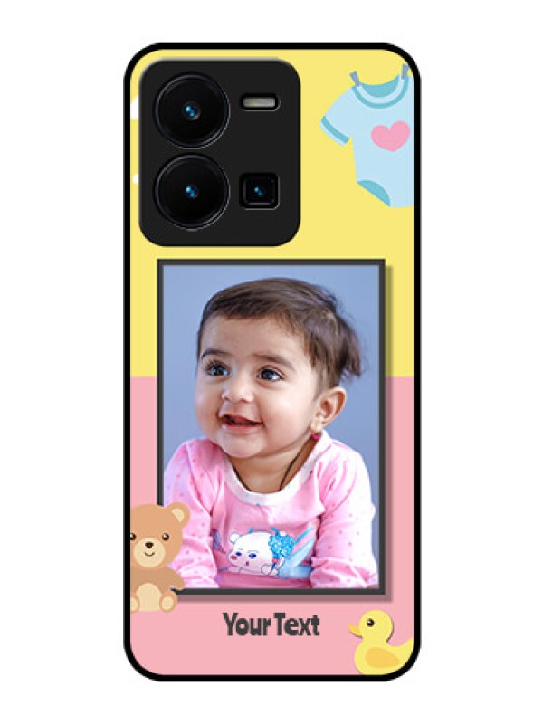 Custom Vivo Y35 Photo Printing on Glass Case - Kids 2 Color Design