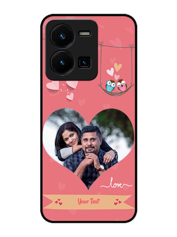 Custom Vivo Y35 Personalized Glass Phone Case - Peach Color Love Design