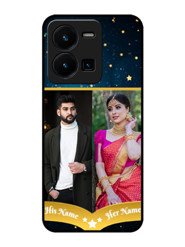 Custom Vivo Y35 Custom Glass Phone Case - Galaxy Stars Backdrop Design
