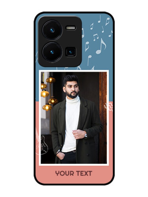 Custom Vivo Y35 Photo Printing on Glass Case - with Color Musical Note Design