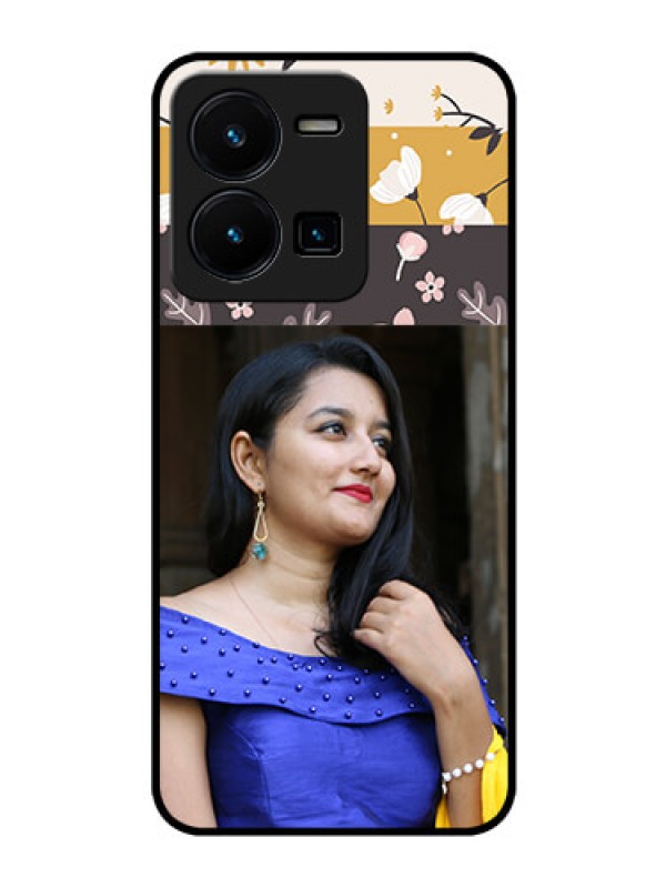 Custom Vivo Y35 Custom Glass Phone Case - Stylish Floral Design