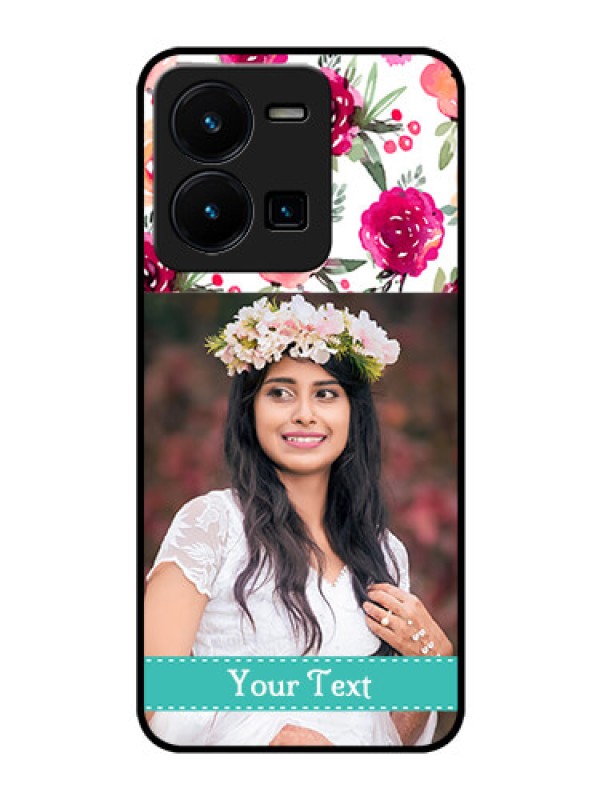 Custom Vivo Y35 Custom Glass Phone Case - Watercolor Floral Design