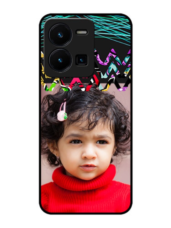 Custom Vivo Y35 Personalized Glass Phone Case - Neon Abstract Design