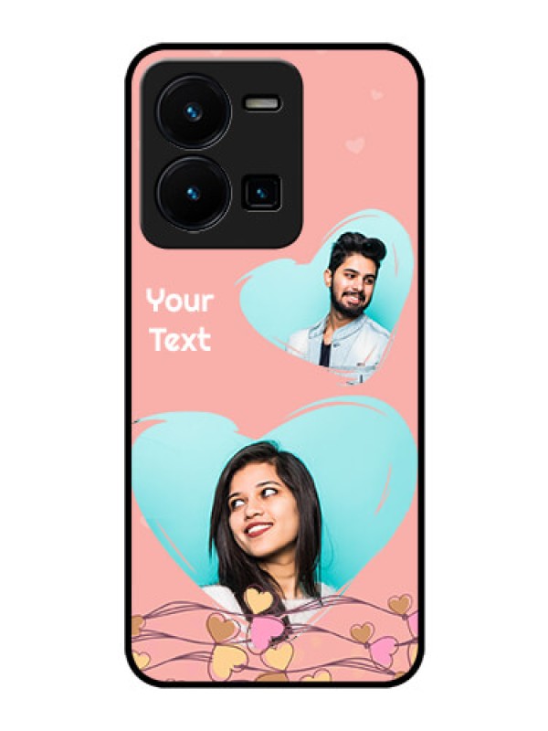 Custom Vivo Y35 Custom Glass Mobile Case - Love Doodle Design