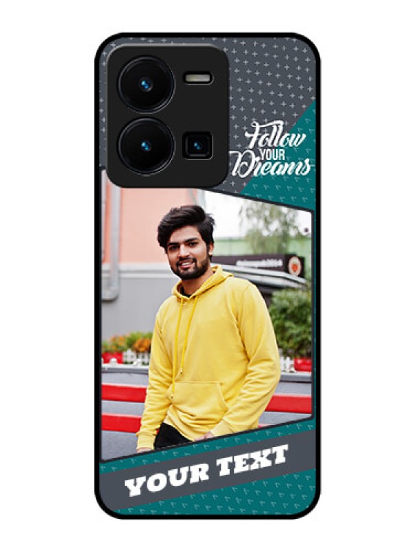 Custom Vivo Y35 Personalized Glass Phone Case - Background Pattern Design with Quote