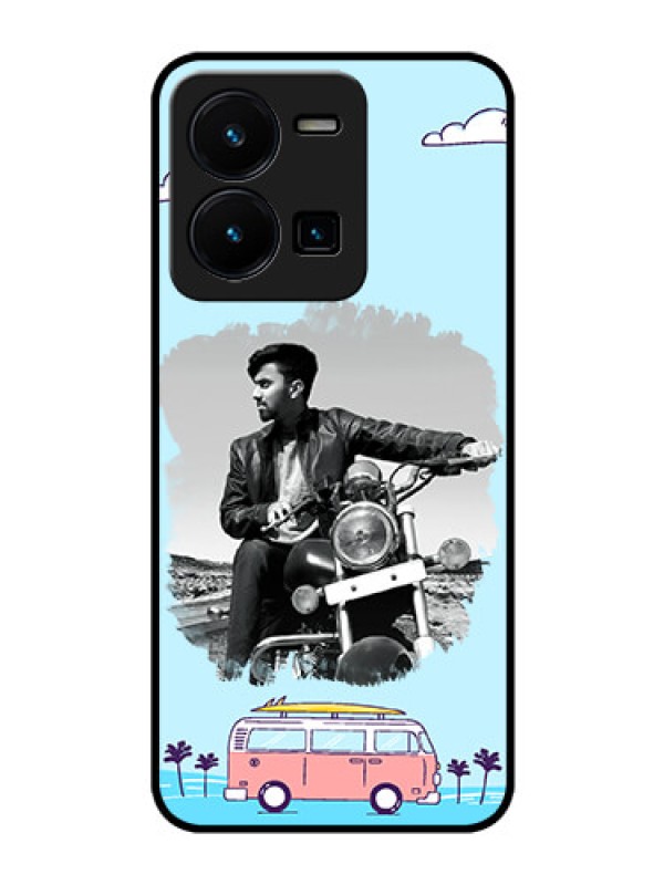 Custom Vivo Y35 Photo Printing on Glass Case - Travel & Adventure Design