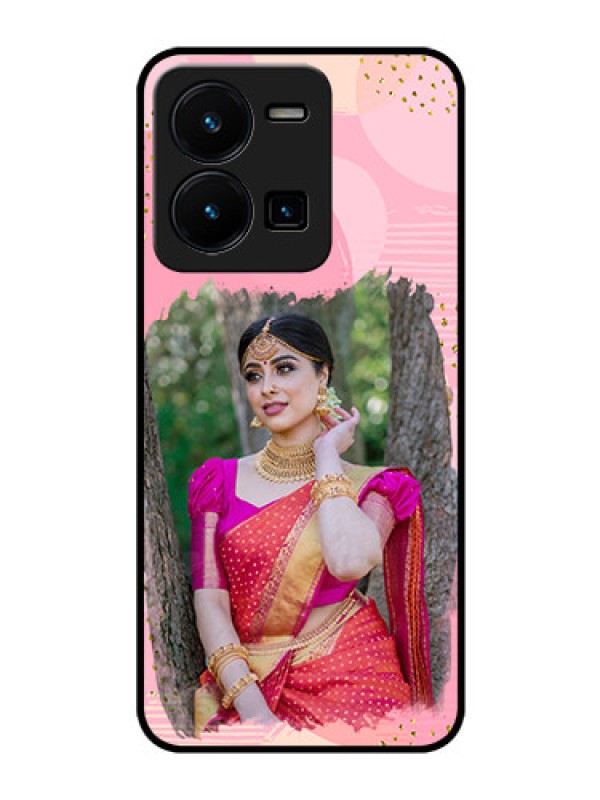 Custom Vivo Y35 Personalized Glass Phone Case - Gold Glitter Splash Design