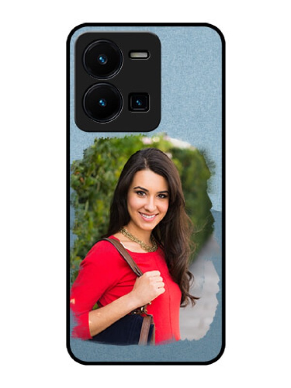 Custom Vivo Y35 Custom Glass Mobile Case - Grunge Line Art Design