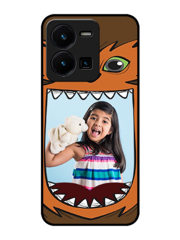 Custom Vivo Y35 Photo Printing on Glass Case - Owl Monster Back Case Design