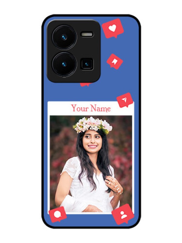 Custom Vivo Y35 Custom Glass Phone Case - Like Share And Comment Design