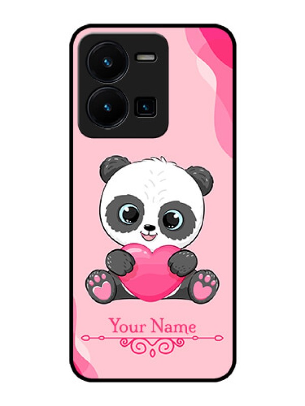 Custom Vivo Y35 Custom Glass Mobile Case - Cute Panda Design