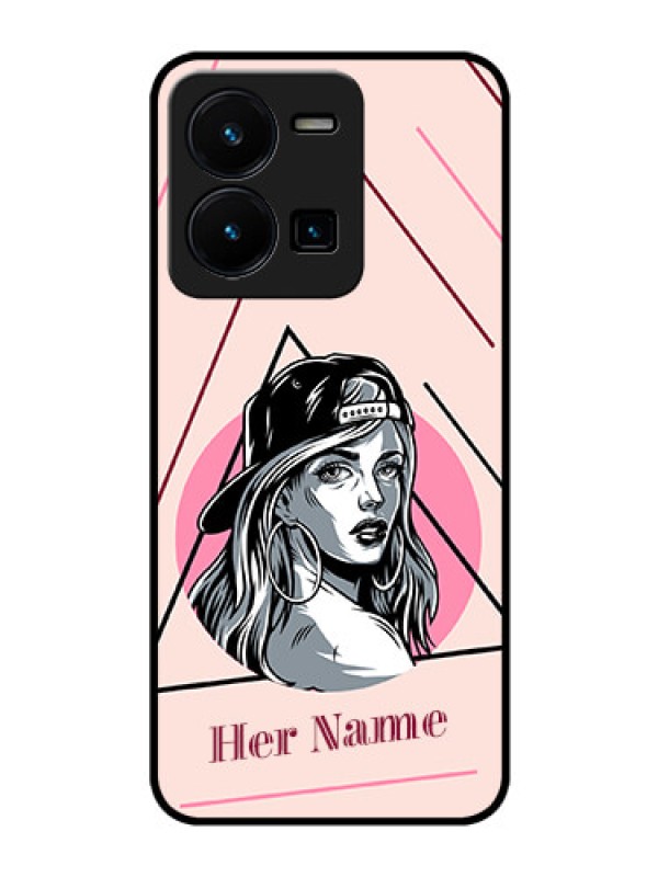 Custom Vivo Y35 Personalized Glass Phone Case - Rockstar Girl Design