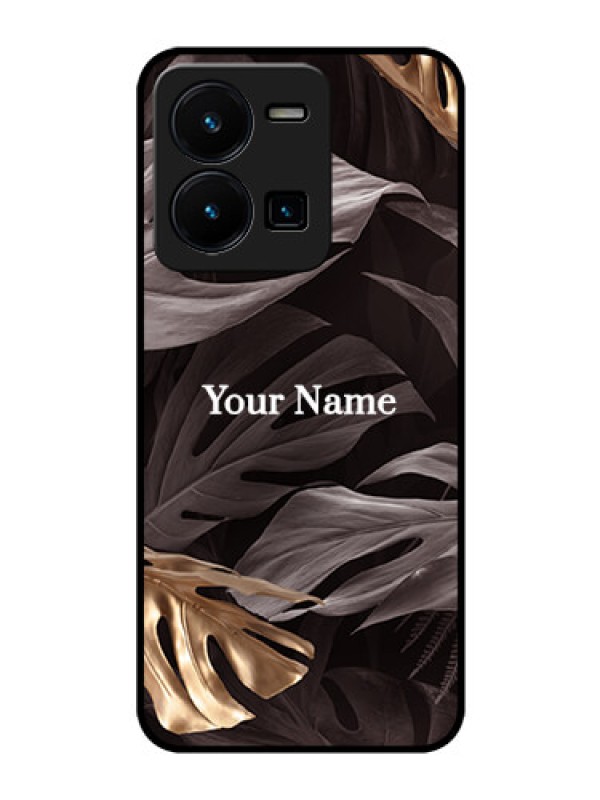 Custom Vivo Y35 Personalised Glass Phone Case - Wild Leaves digital paint Design