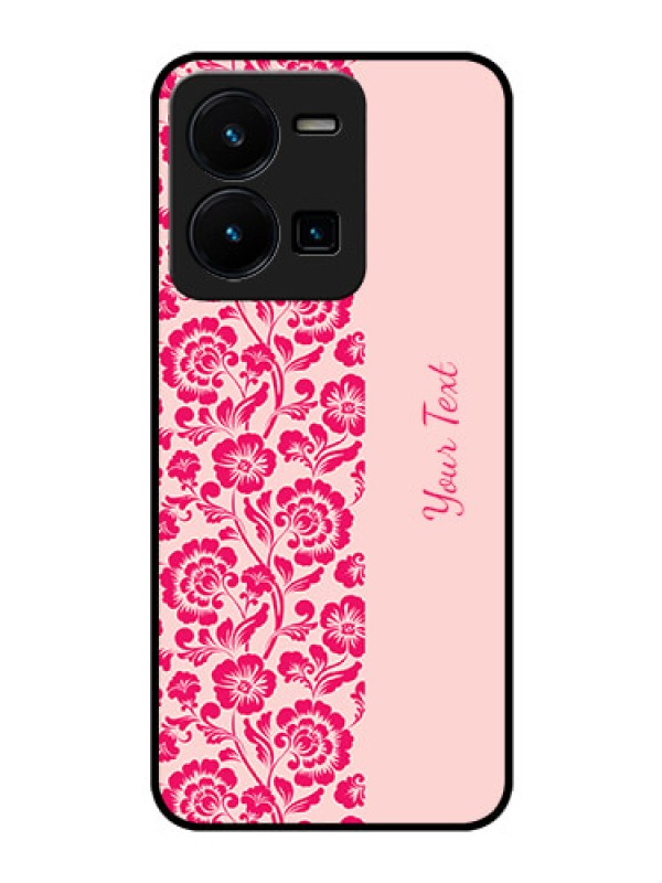 Custom Vivo Y35 Custom Glass Phone Case - Attractive Floral Pattern Design