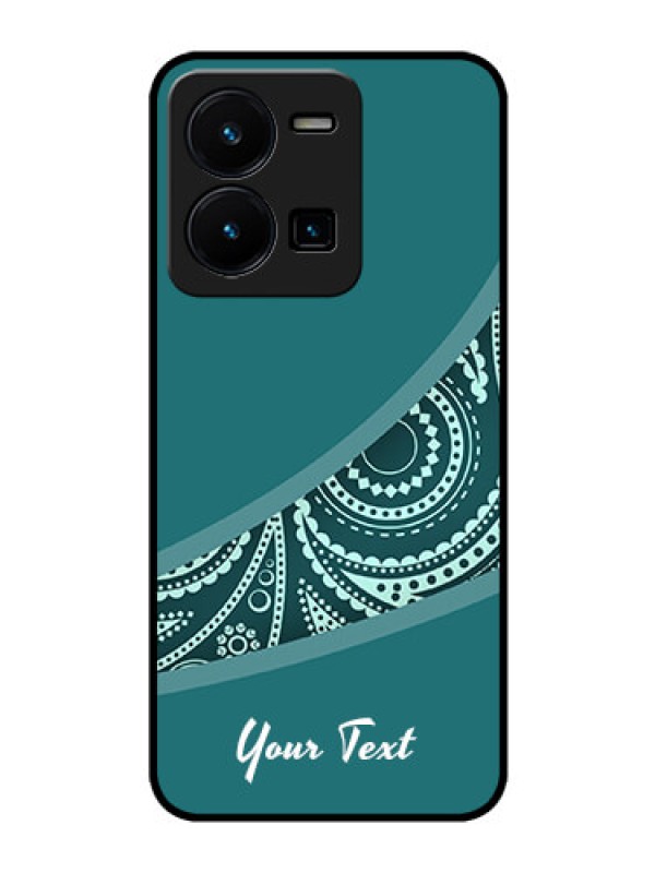 Custom Vivo Y35 Photo Printing on Glass Case - semi visible floral Design