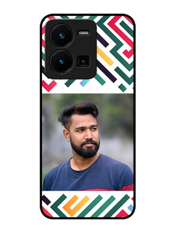 Custom Vivo Y35 Personalized Glass Phone Case - Colorful Maze Pattern Design