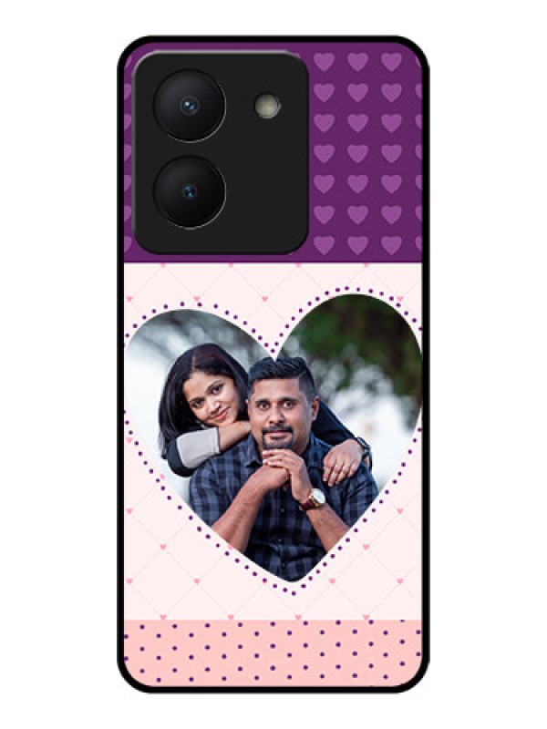 Custom Vivo Y36 Custom Glass Phone Case - Violet Love Dots Design