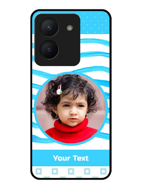 Custom Vivo Y36 Custom Glass Phone Case - Simple Blue Case Design