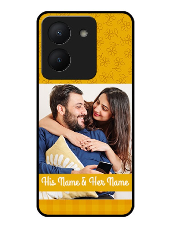 Custom Vivo Y36 Custom Glass Mobile Case - Yellow Floral Design