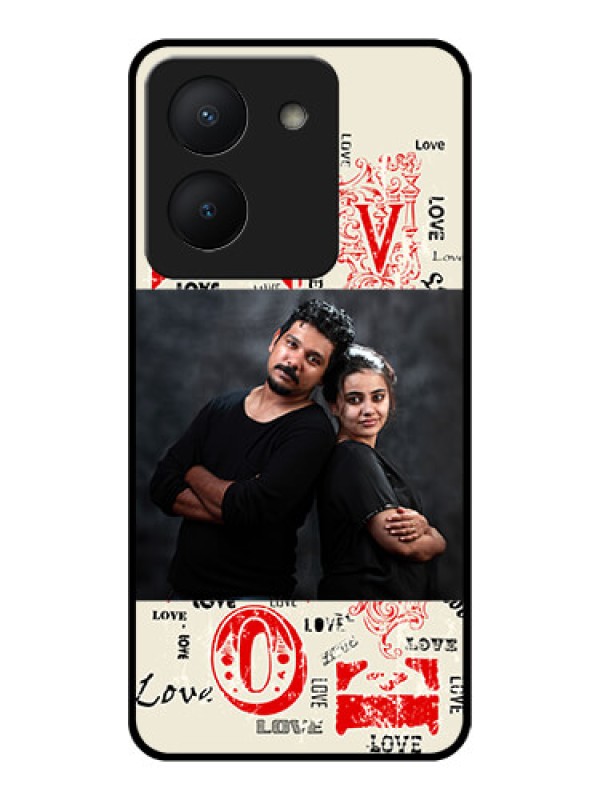 Custom Vivo Y36 Photo Printing on Glass Case - Trendy Love Design Case