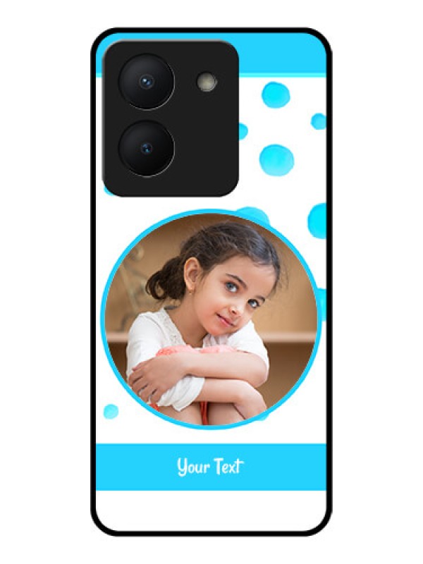 Custom Vivo Y36 Photo Printing on Glass Case - Blue Bubbles Pattern Design