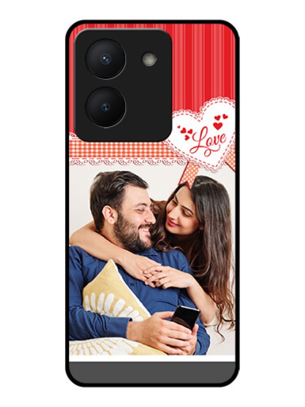 Custom Vivo Y36 Custom Glass Mobile Case - Red Love Pattern Design