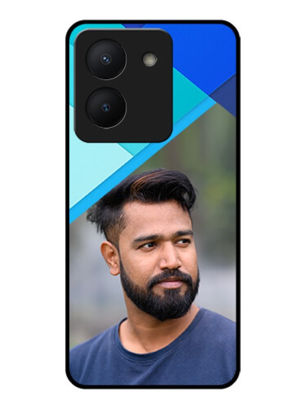 Custom Vivo Y36 Custom Glass Phone Case - Blue Pattern Design