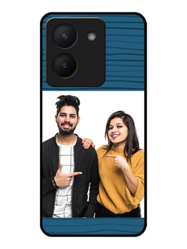 Custom Vivo Y36 Custom Glass Phone Case - Blue Pattern Cover Design