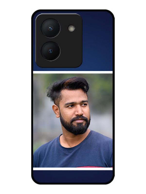 Custom Vivo Y36 Personalized Glass Phone Case - Simple Royal Blue Design