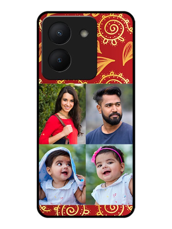 Custom Vivo Y36 Photo Printing on Glass Case - 4 Image Traditional Design