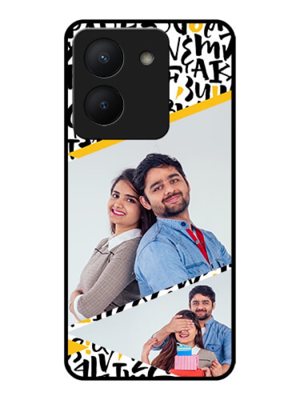 Custom Vivo Y36 Custom Glass Mobile Case - Letters Pattern Design
