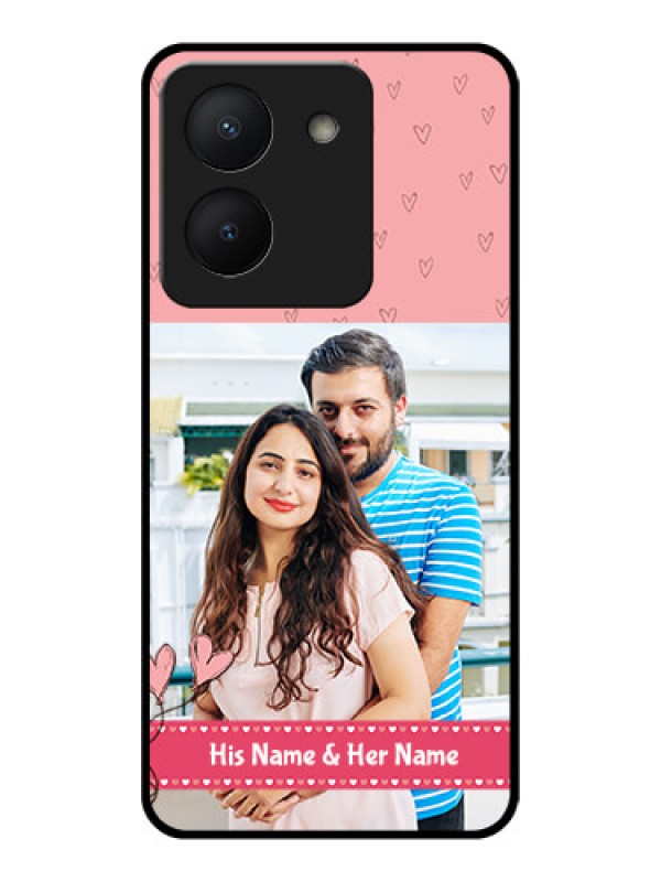 Custom Vivo Y36 Personalized Glass Phone Case - Love Design Peach Color