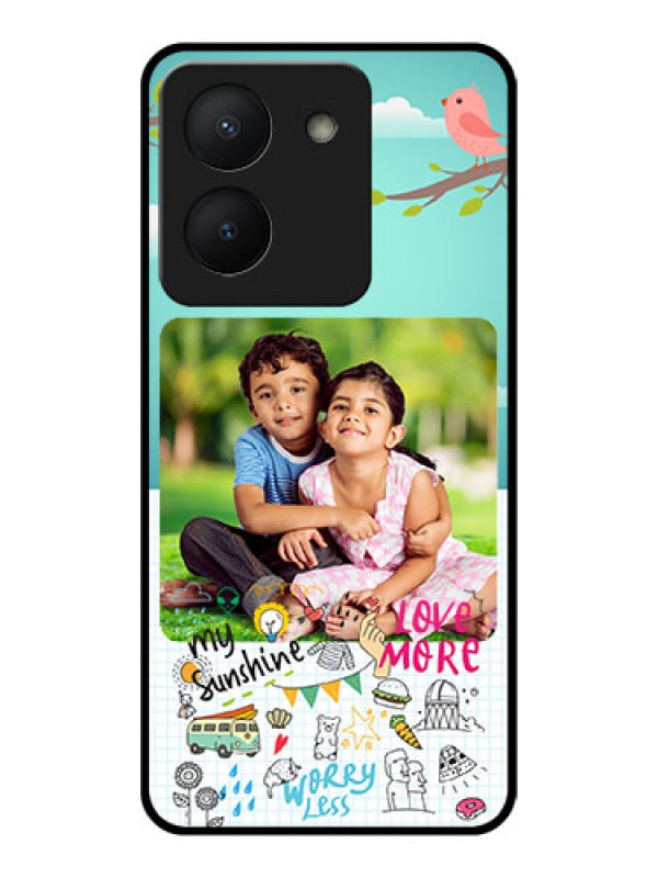 Custom Vivo Y36 Photo Printing on Glass Case - Doodle love Design
