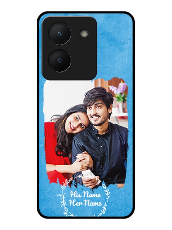 Custom Vivo Y36 Custom Glass Phone Case - Blue Color Vintage Design