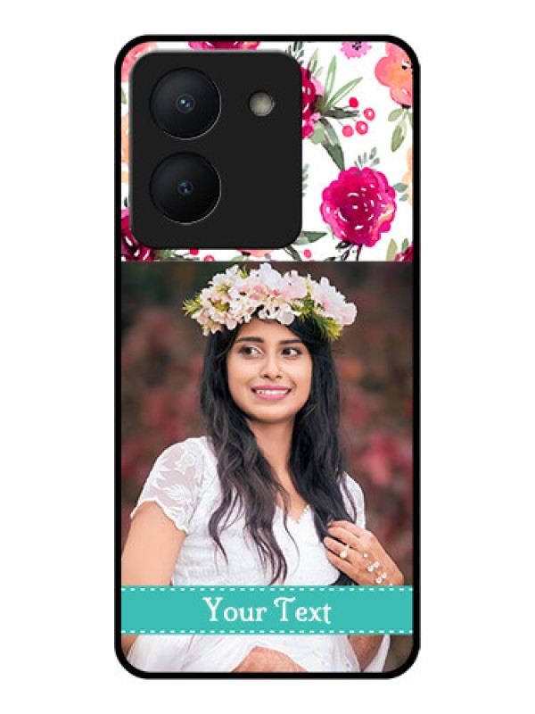 Custom Vivo Y36 Custom Glass Phone Case - Watercolor Floral Design