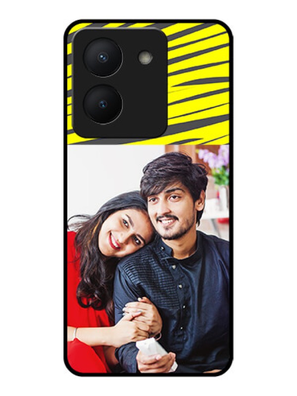 Custom Vivo Y36 Photo Printing on Glass Case - Yellow Abstract Design