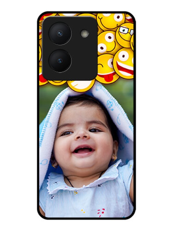 Custom Vivo Y36 Custom Glass Mobile Case - with Smiley Emoji Design