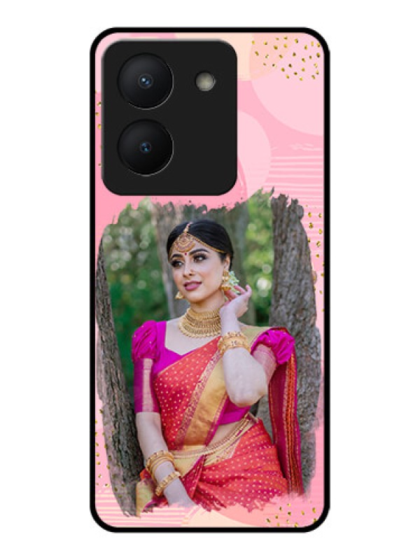 Custom Vivo Y36 Personalized Glass Phone Case - Gold Glitter Splash Design