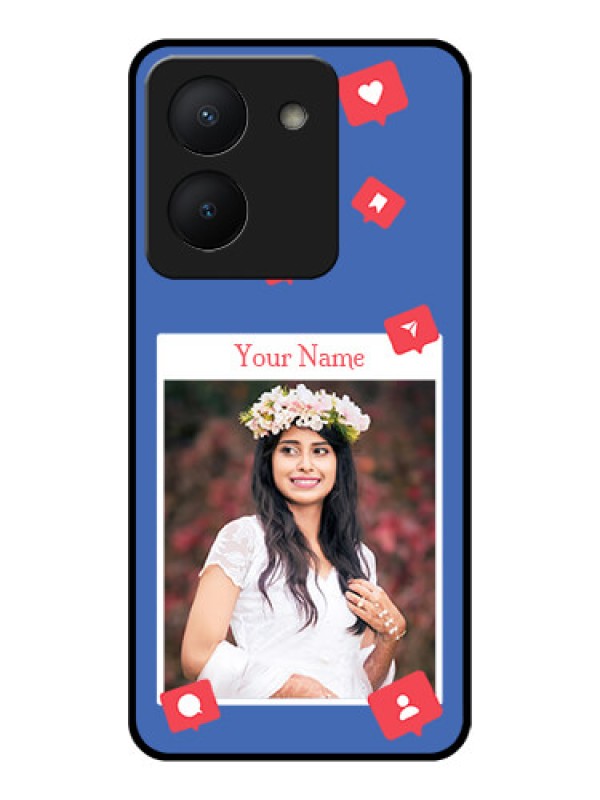Custom Vivo Y36 Custom Glass Phone Case - Like Share And Comment Design
